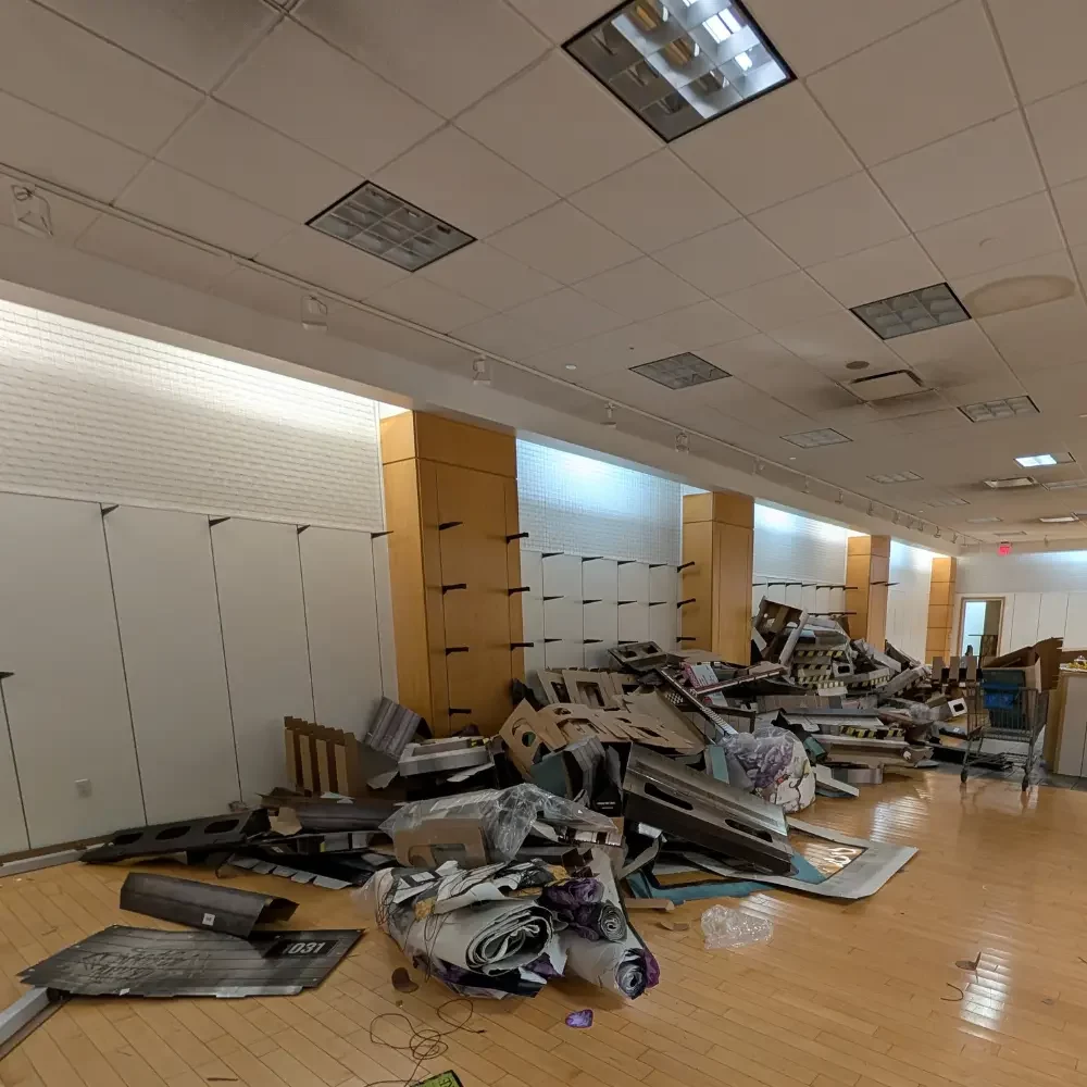 Massive load of cardboard in a commercial store before clean up